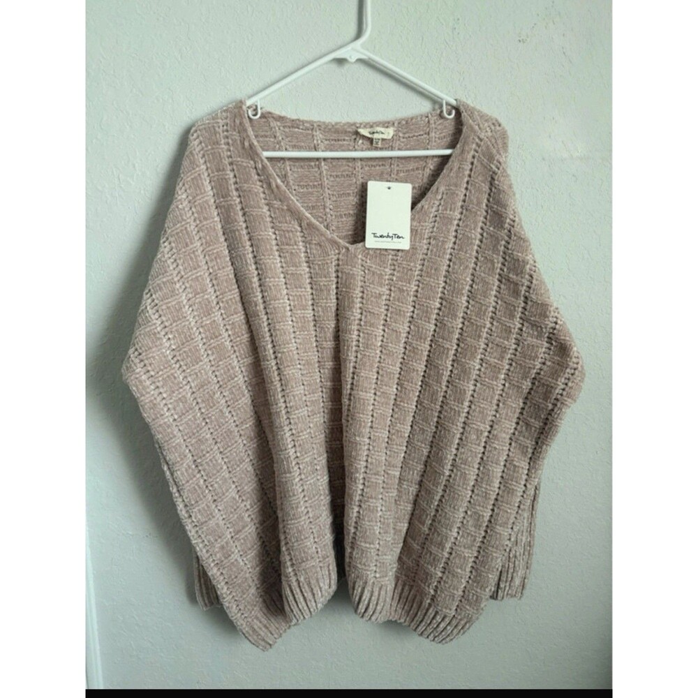 TwentyTen Women’s S/M Dusty Pink Chenille Oversized V-Neck Sweater NWT